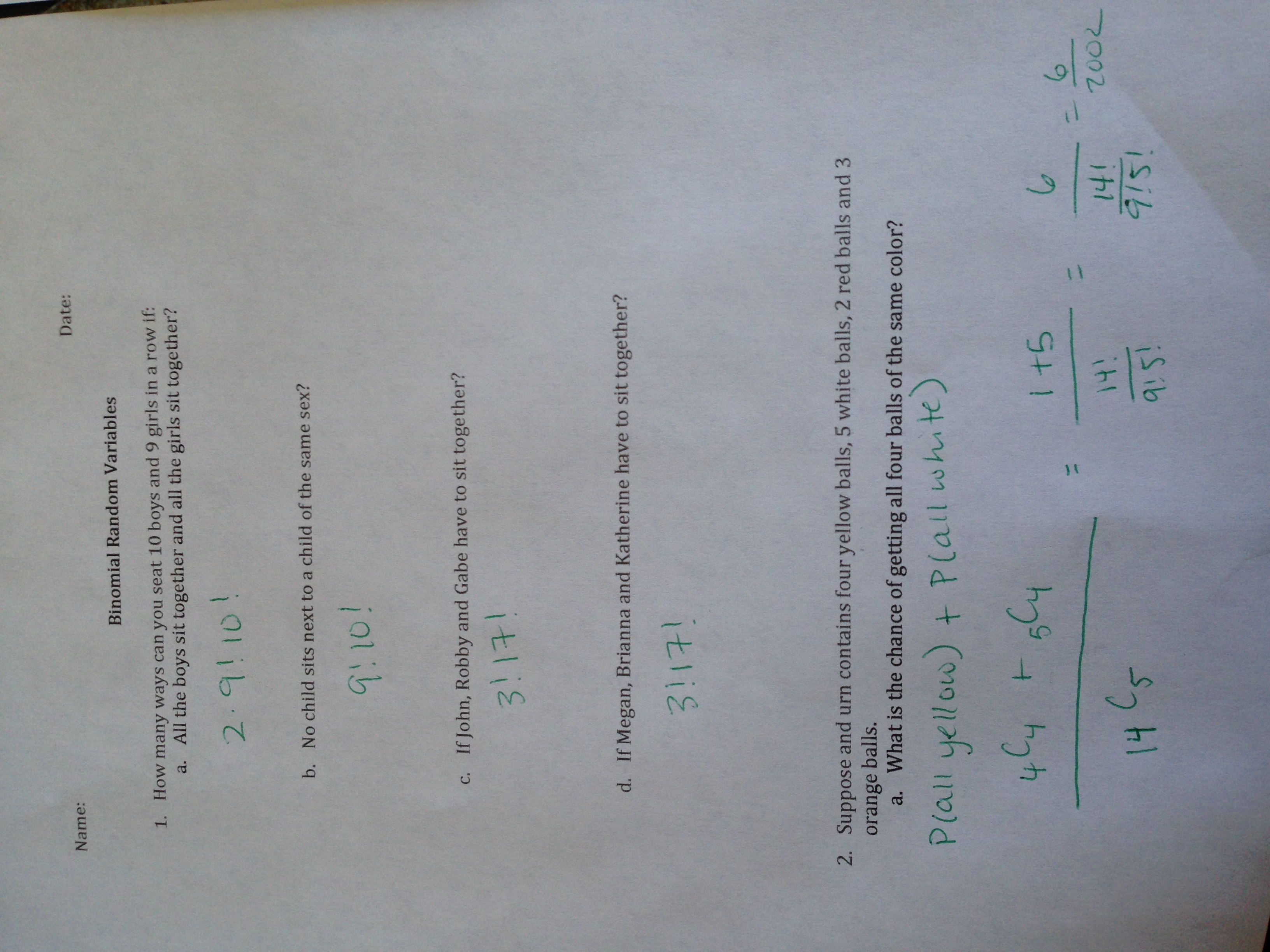 Classwork Ms. MacGarva's Math Classes